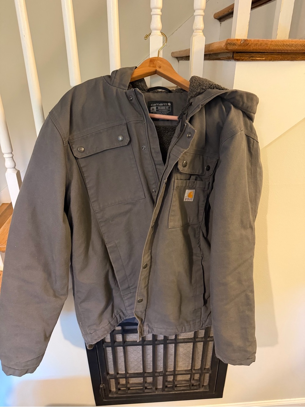 Carhartt Men's Hooded Puffer Jacket in Charcoal